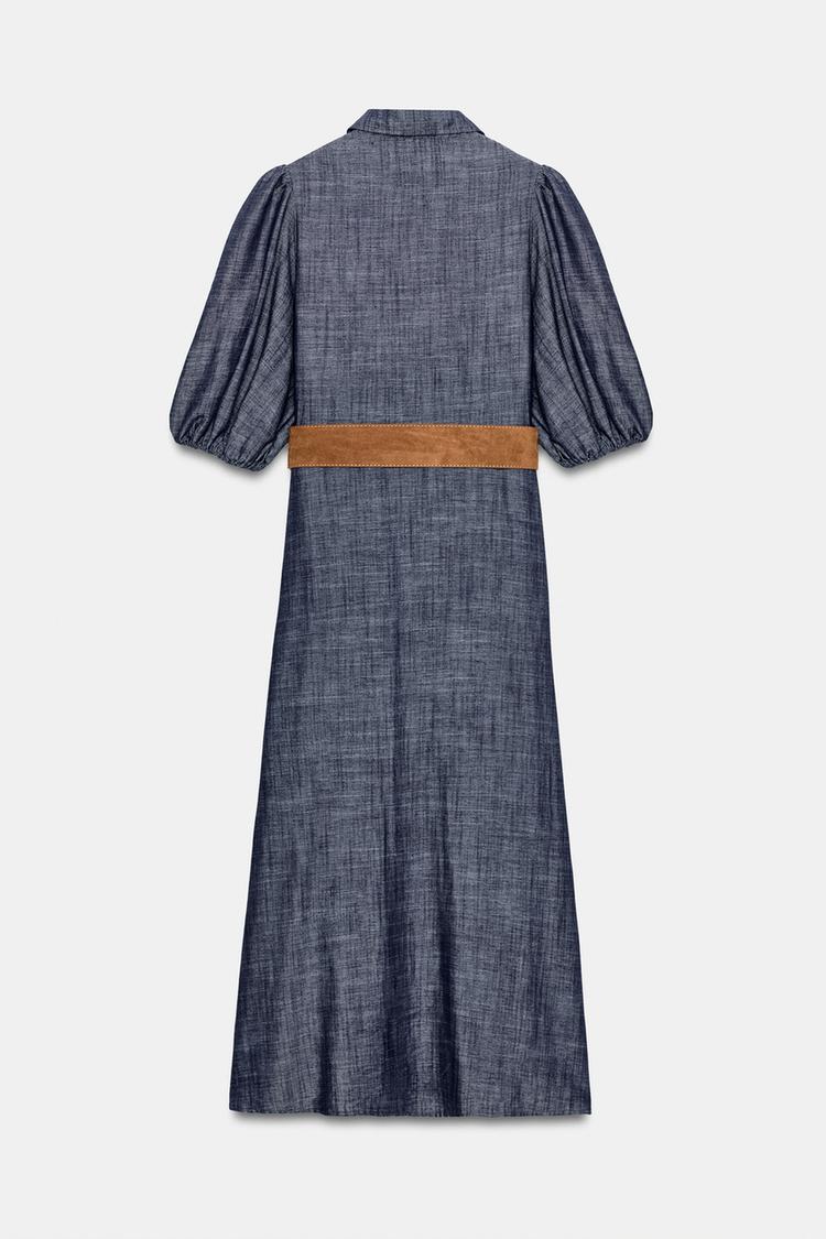 ROBE MI-LONGUE EN LIN AVEC CEINTURE