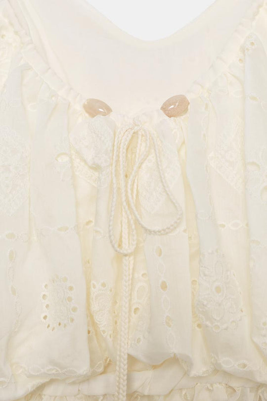TOP BALLON À BRODERIES AJOURÉES