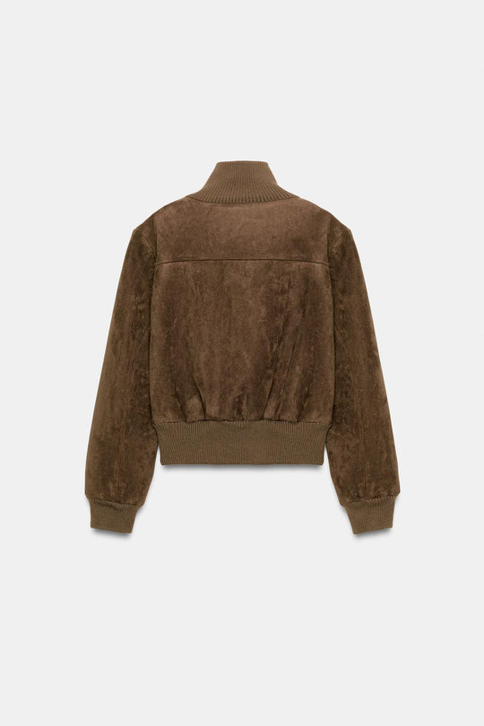 VESTE BOMBER COL MONTANT CÔTELÉ