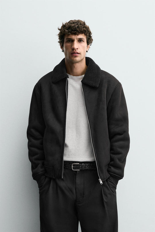 VESTE EFFET DAIM COMBINÉ