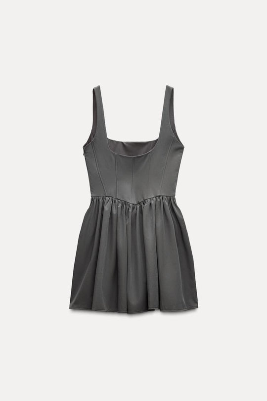 Robe style corset a plis - Noir