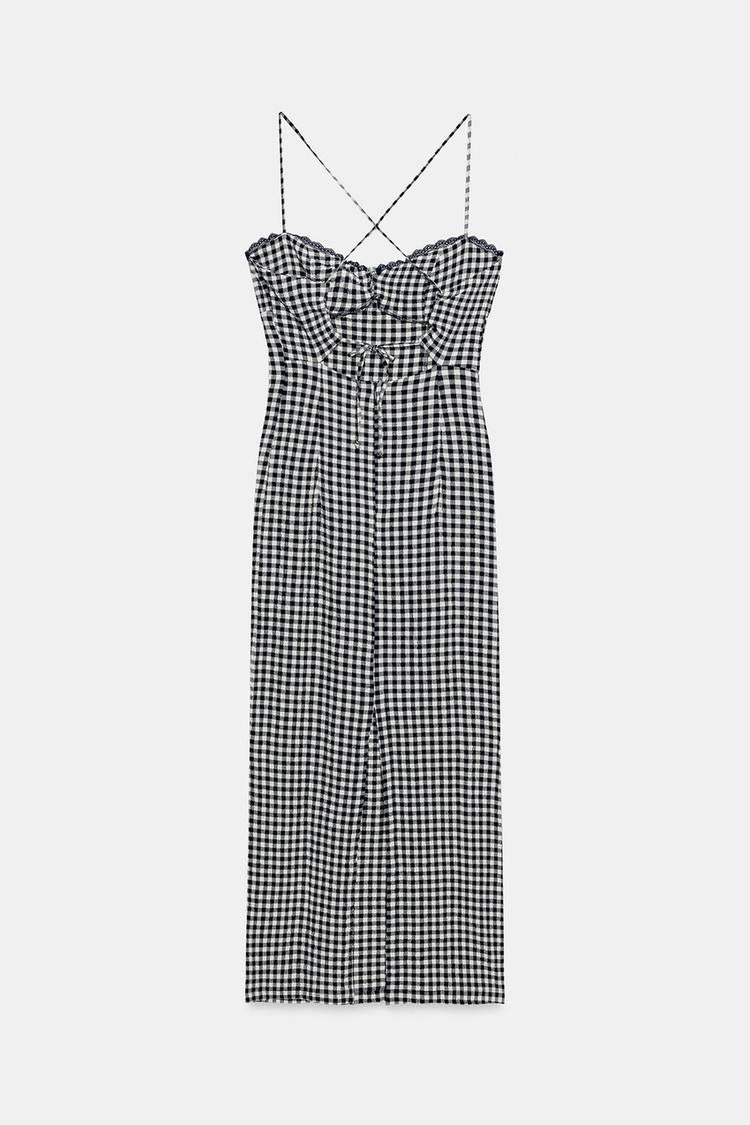 ROBE MI-LONGUE CINTREE À CARREAUX VICHY