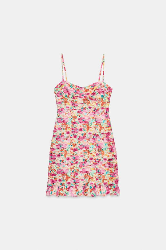 ROBE COURTE DRAPÉE IMPRIMÉ FLEURI