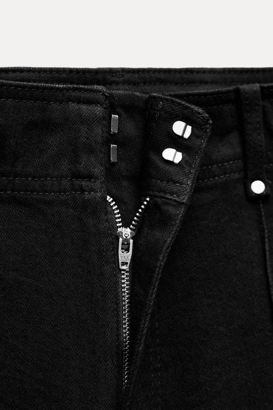 Jean coupe droite large et taille haute - Bordeaux