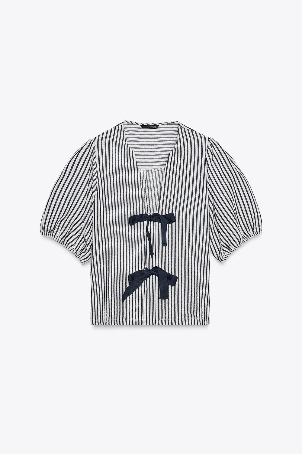 BLOUSE À LACETS AVEC LIN
