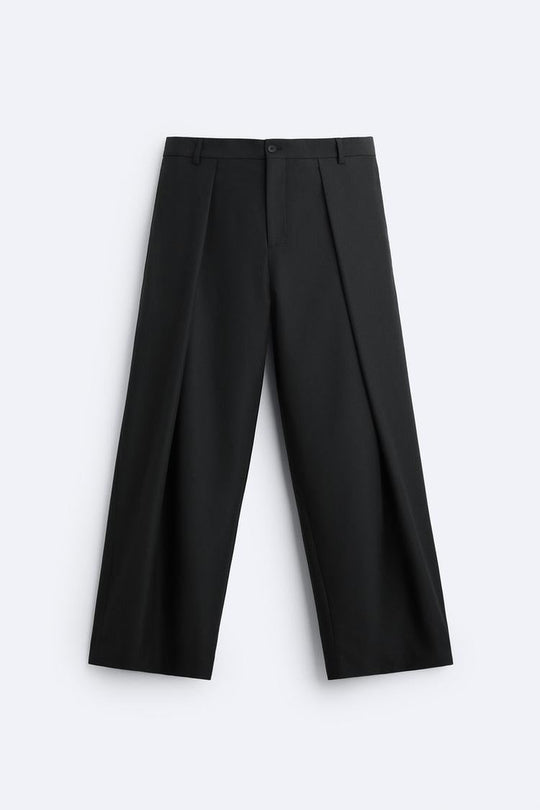 Pantalon coupe large a plis - Beige
