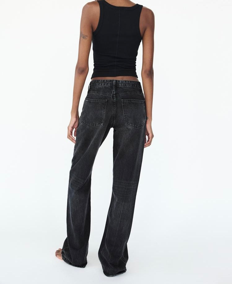 Jean trf wide leg taille normale - Bleu marine