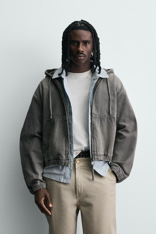 VESTE DÉLAVÉE À CAPUCHE