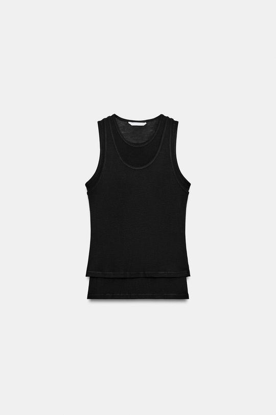 T-SHIRT EFFET DOUBLE SANS MANCHES