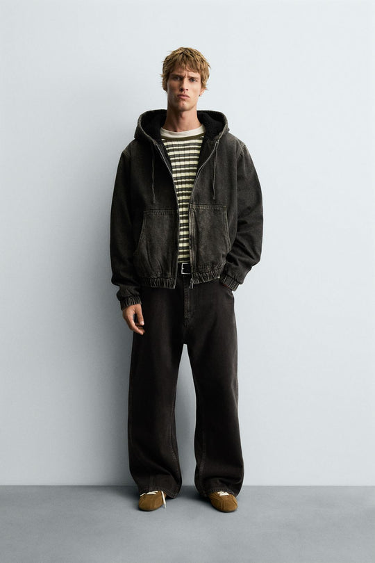 VESTE DÉLAVÉE À CAPUCHE