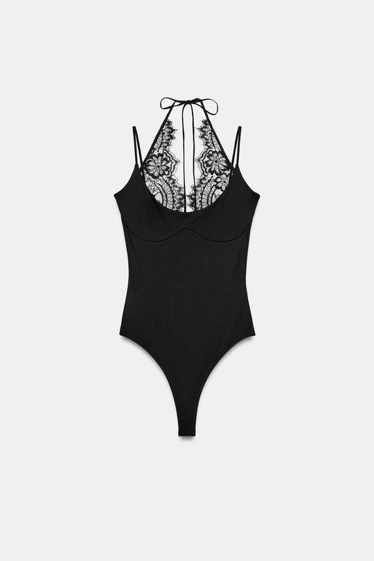 BODY HALTER AVEC DENTELLE COMBINÉE