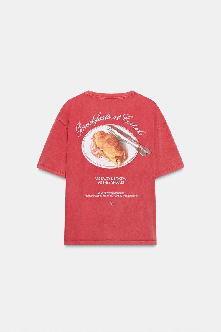 T-SHIRT EFFET DELAVE IMPRIME CORTADO