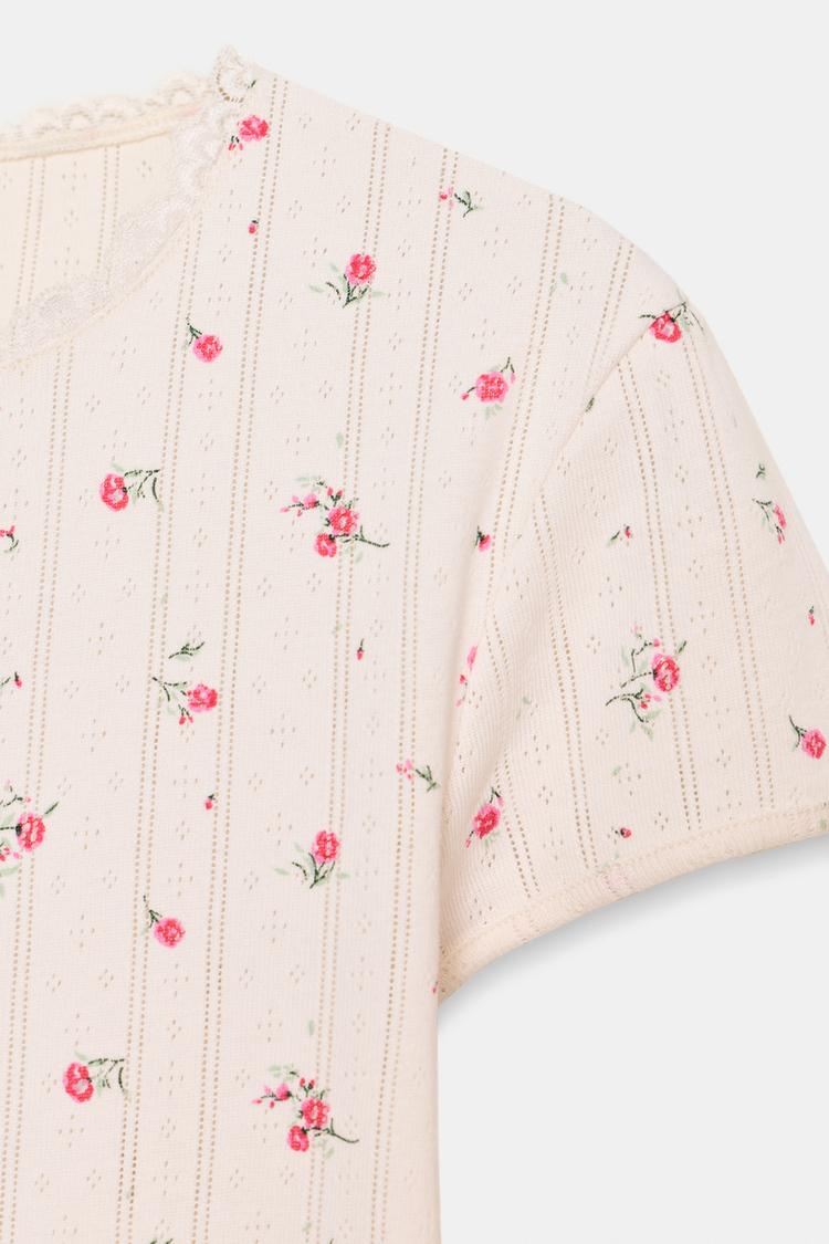 T-SHIRT POINTELLE FLEURS