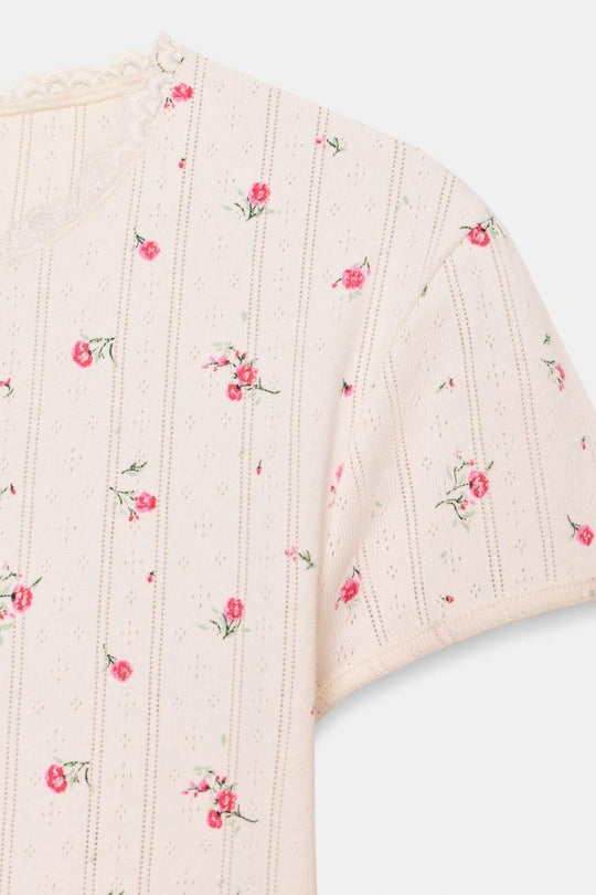 T-SHIRT POINTELLE FLEURS