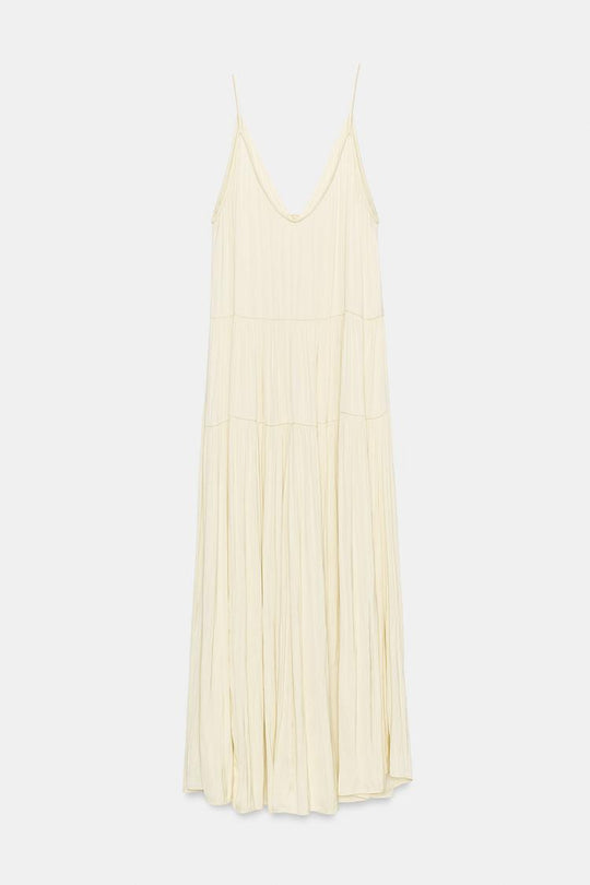 ROBE LONGUE SATINÉE À PLIS