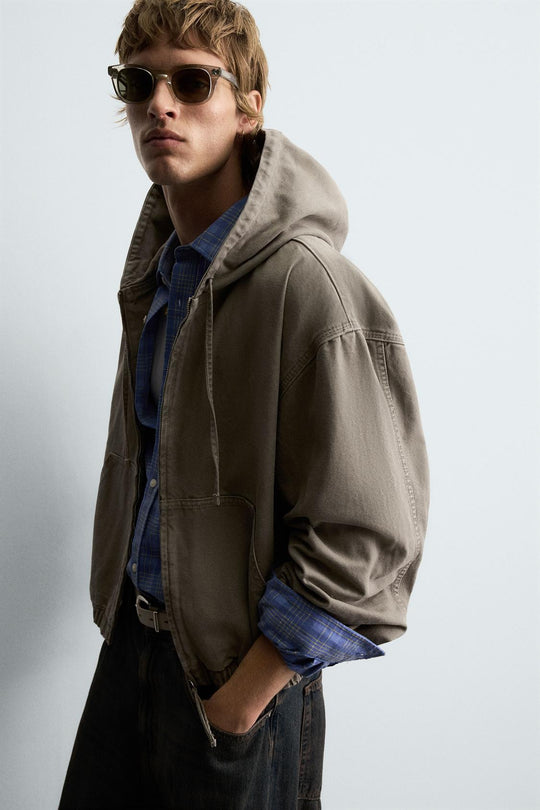 VESTE DÉLAVÉE À CAPUCHE