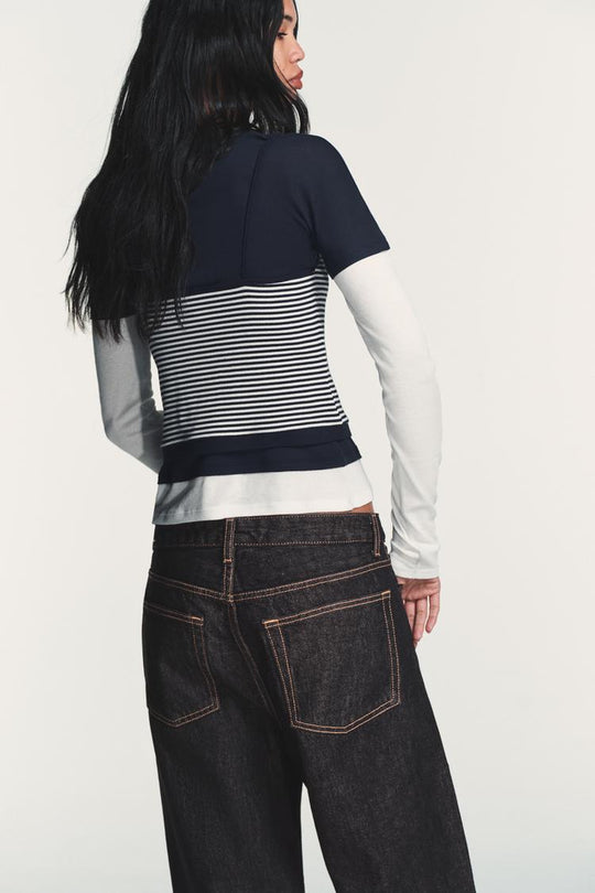 T-SHIRT EFFET TRIPLE À MANCHES LONGUES