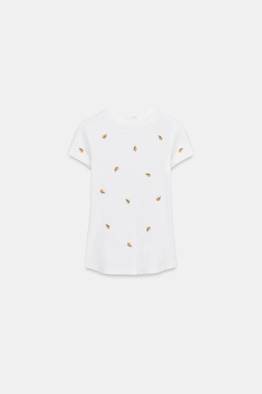T-SHIRT CÔTELÉ MANCHES COURTES BRODÉ