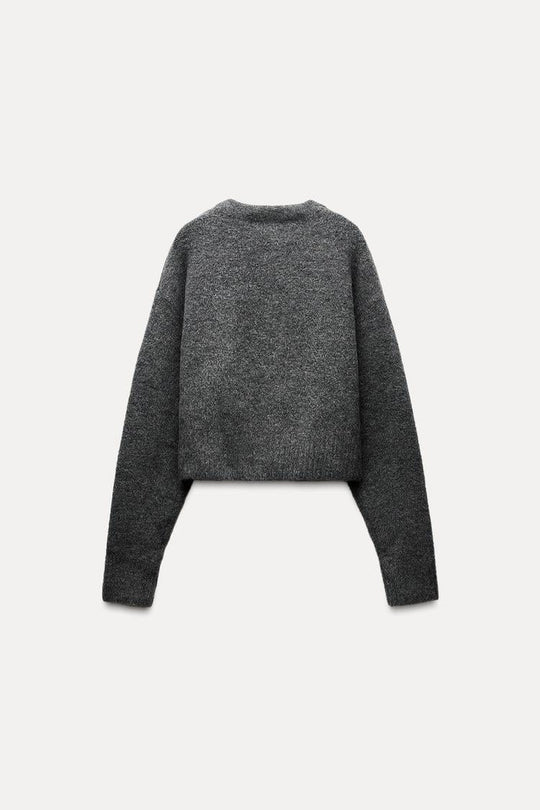 Pull court en maille douce - écru