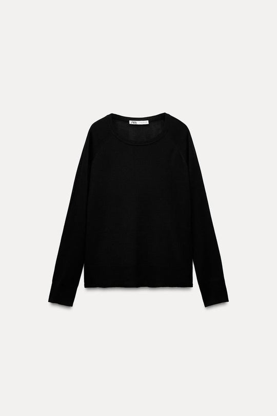 Pull basique en maille fine - Bleu