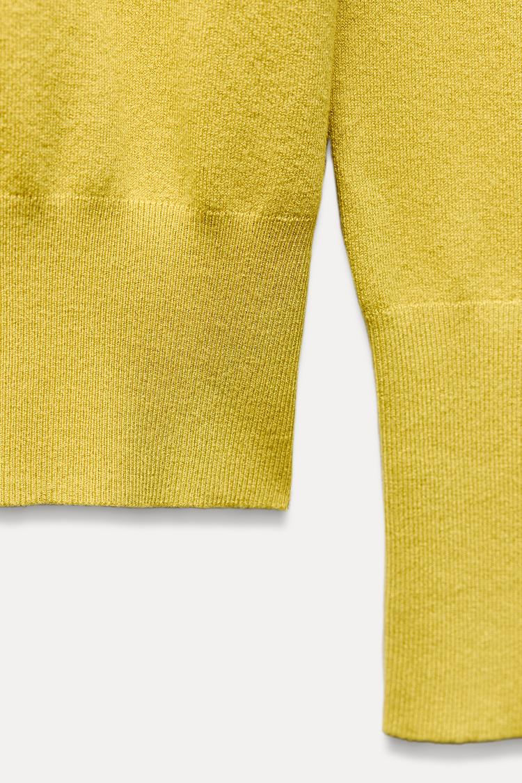 Pull basique en maille unie - Vert huile