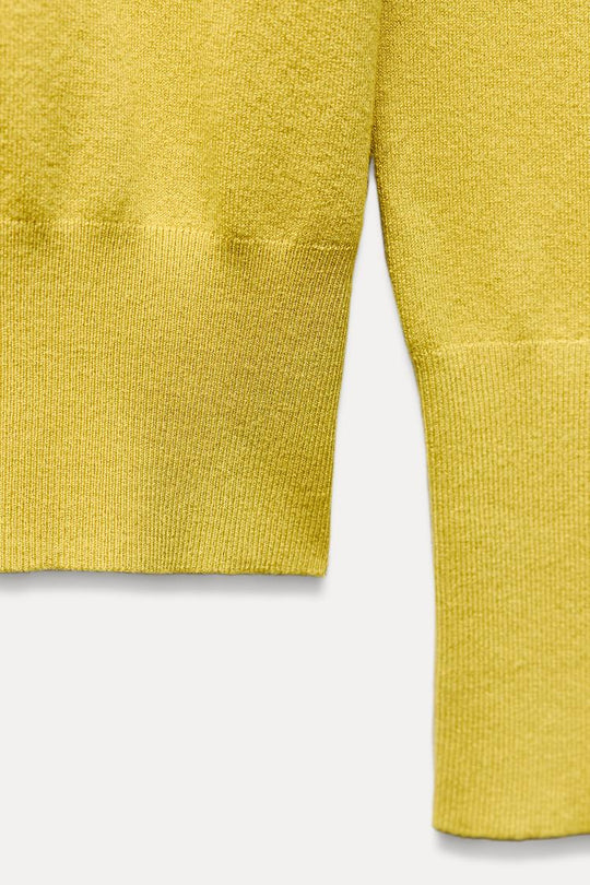 Pull basique en maille unie - Vert huile