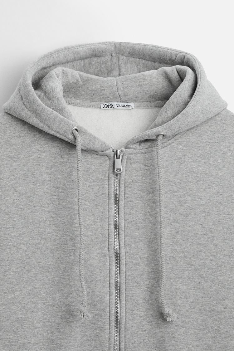 Sweat à capuche zip - Gris chiné