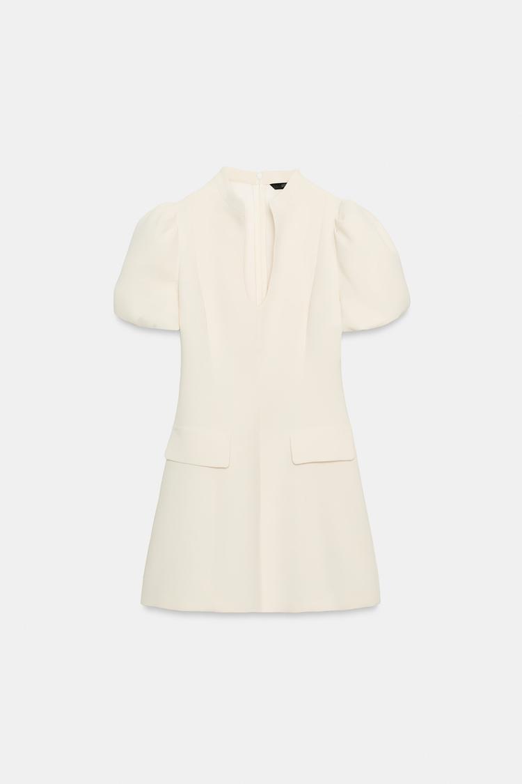 ROBE COURTE À MANCHES BOUFFANTES