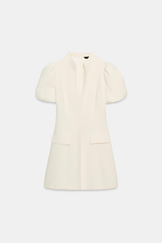 ROBE COURTE À MANCHES BOUFFANTES