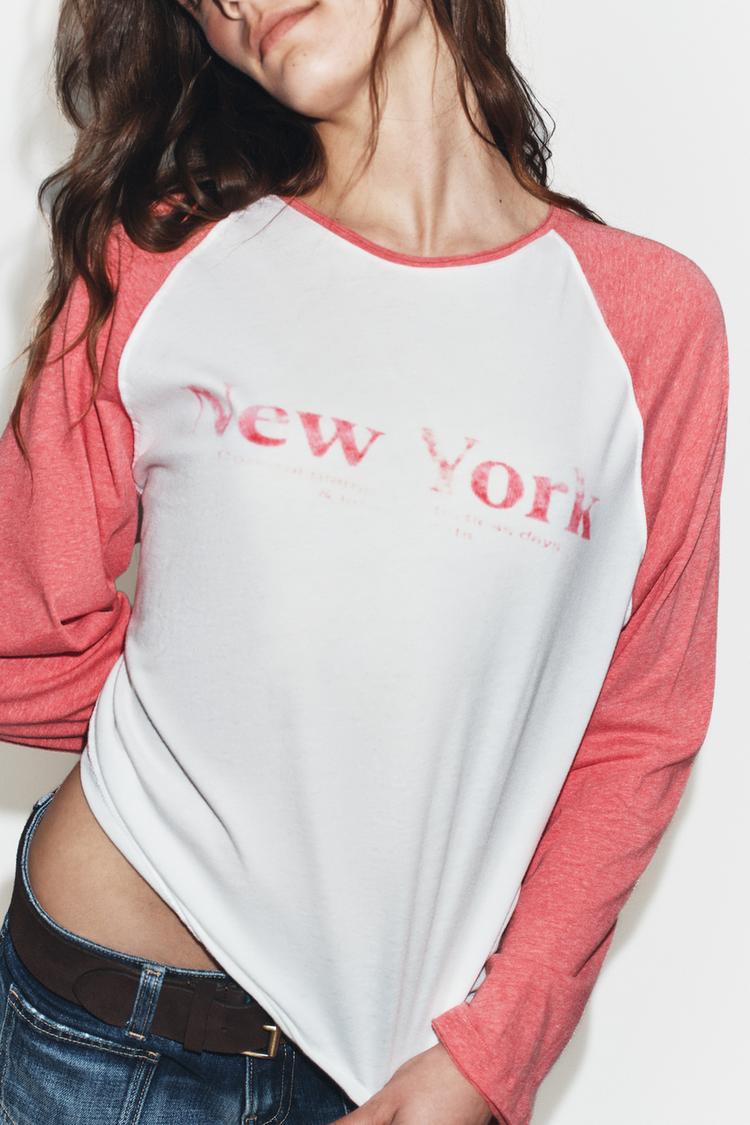 T-SHIRT FLAMÉ À MANCHES RAGLAN
