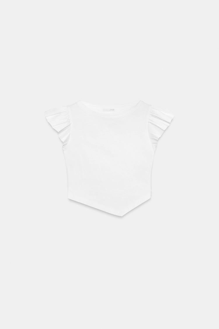 T-SHIRT MANCHES COURTES À VOLANTS