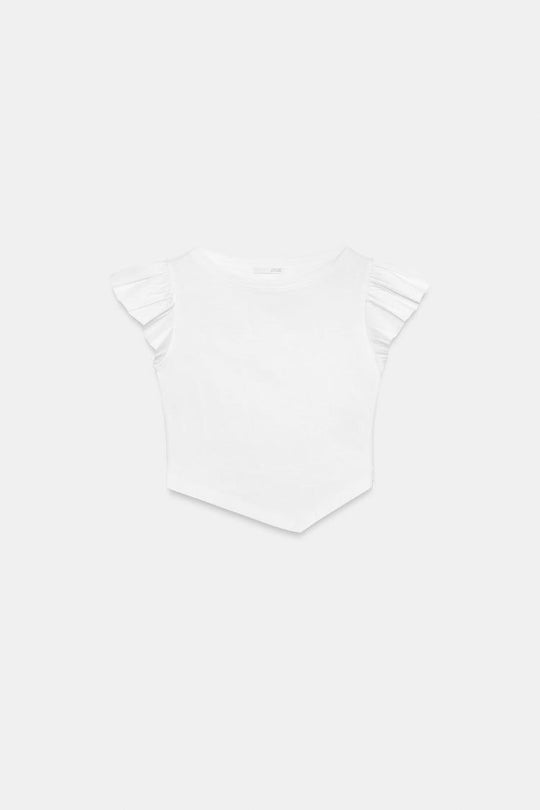 T-SHIRT MANCHES COURTES À VOLANTS