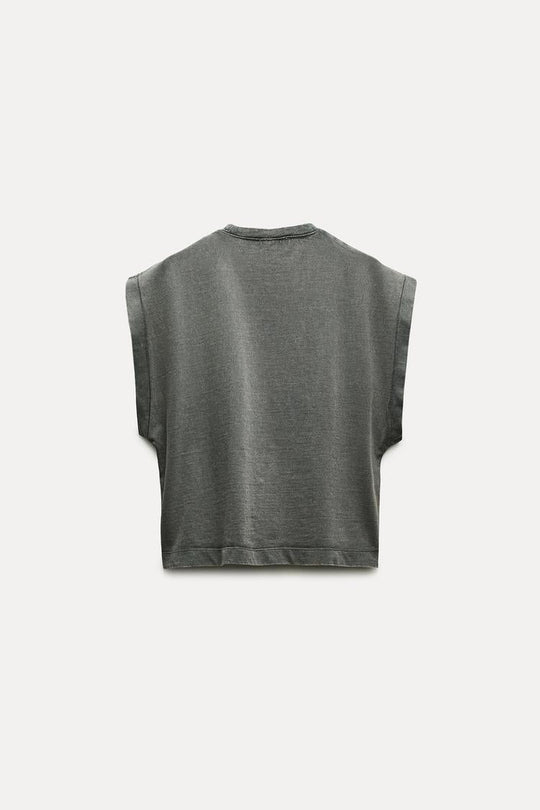T-shirt épais effet délavé - Blanc