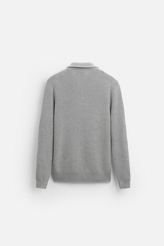 Pull zippé à col - bleu Marine
