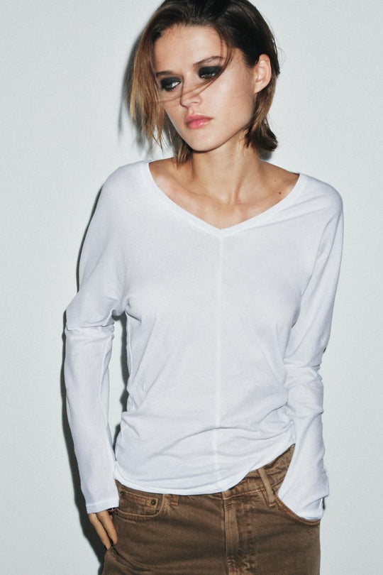 T-SHIRT EN COTON COL EN V