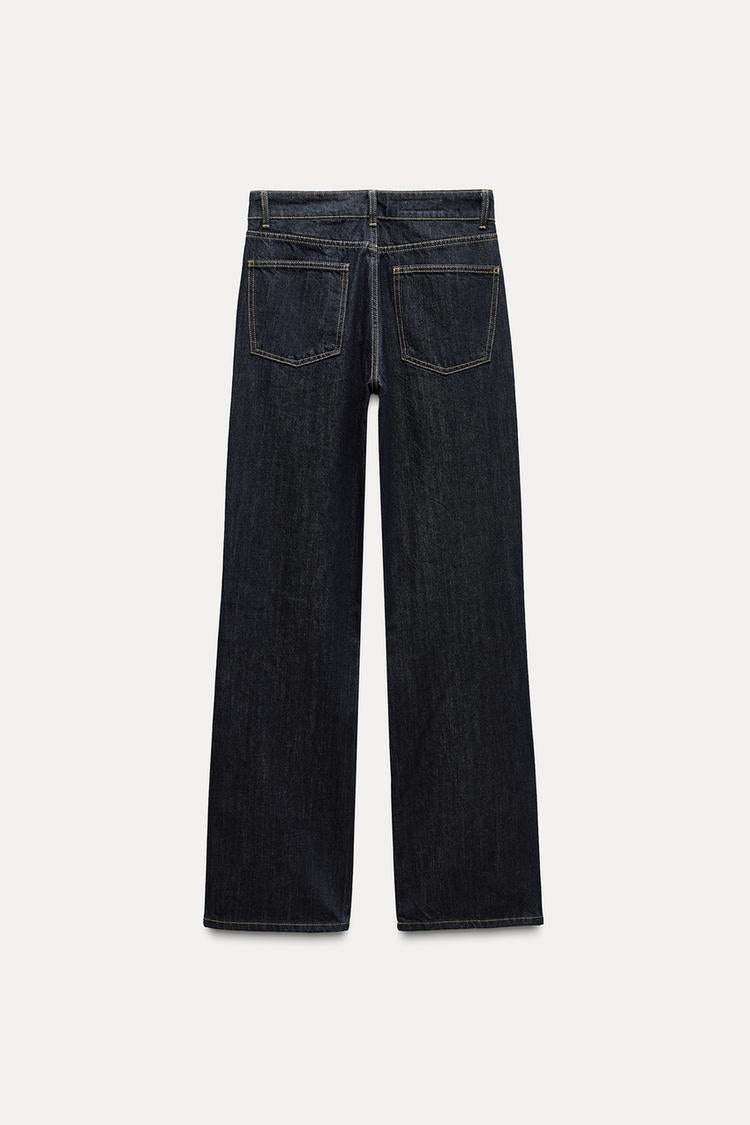 Jean trf wide leg taille normale - Bleu soutenu