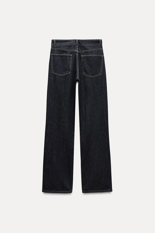 Jean trf wide leg taille normale - Bleu soutenu