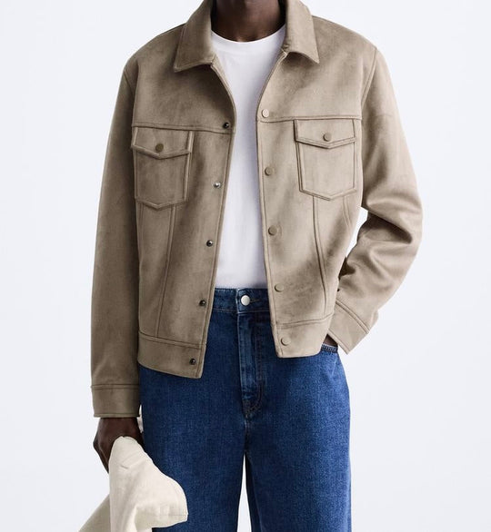 Blouson en matière synthétique - Beige