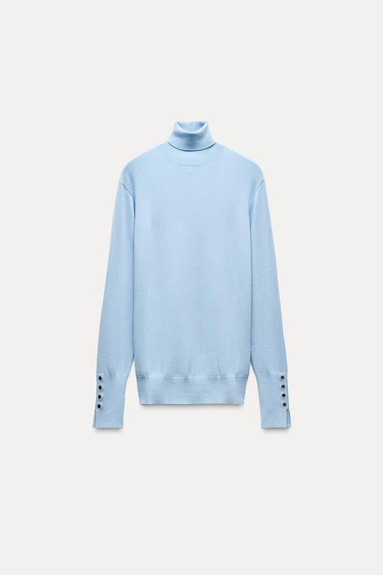 Pull basique en maille unie - Bleu ciel