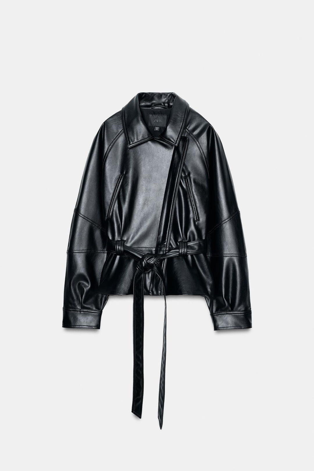 BLOUSON EN MATIÈRE SYNTHÉTIQUE AVEC CEINTURE