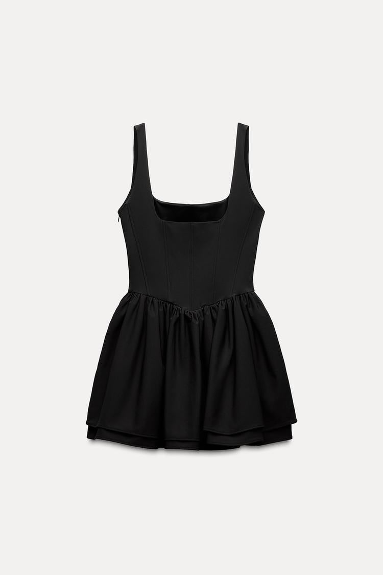 Robe style corset a plis- Gris