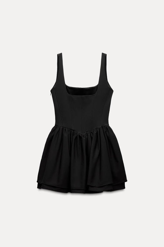Robe style corset a plis - Noir