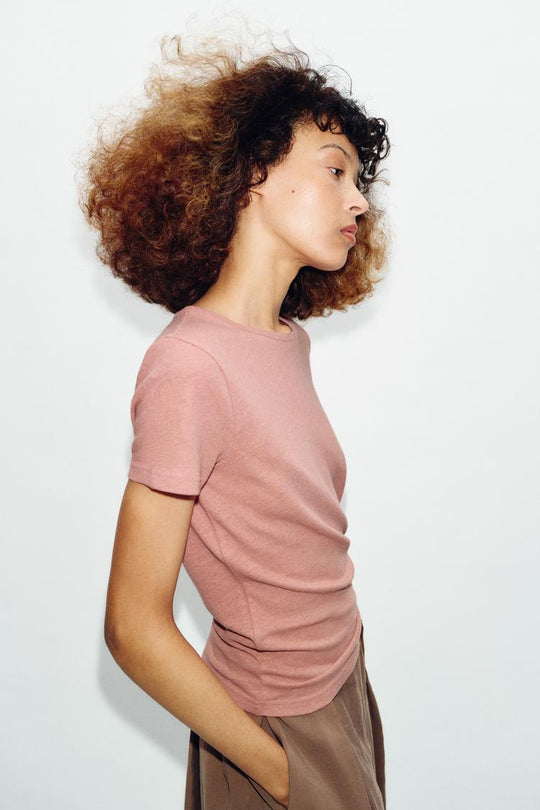 T-SHIRT MANCHES COURTES AVEC LIN