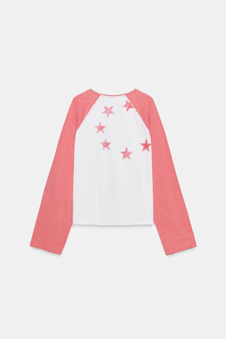 T-SHIRT FLAMÉ À MANCHES RAGLAN