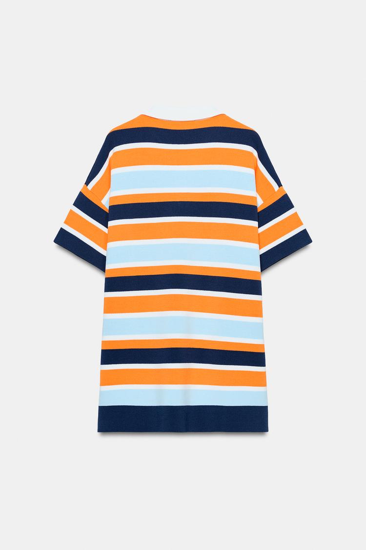 ROBE POLO EN MAILLE À RAYURES