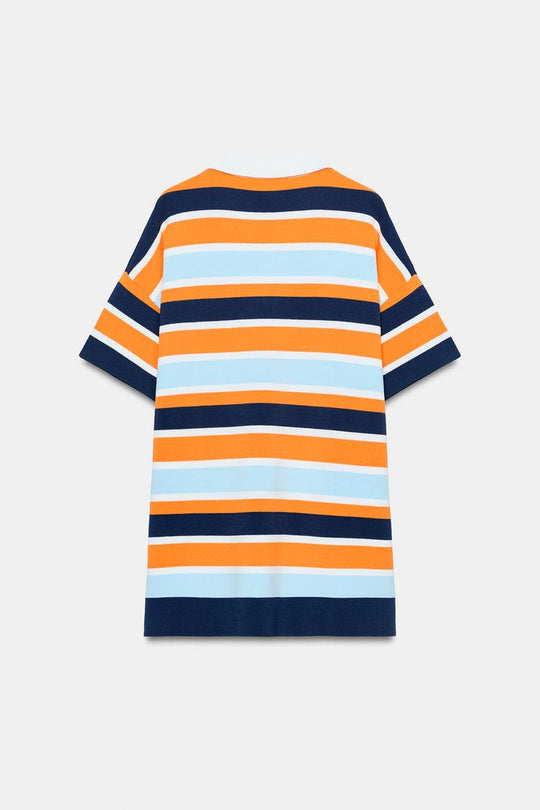 ROBE POLO EN MAILLE À RAYURES