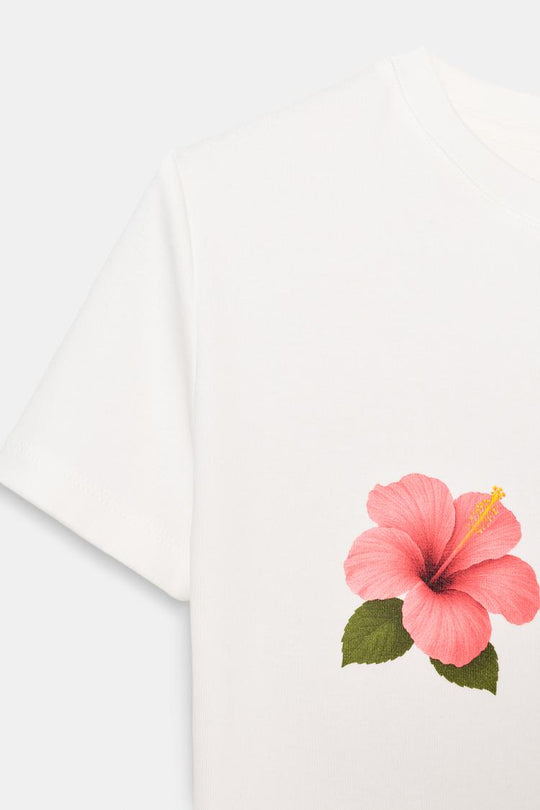 T-SHIRT MANCHES COURTES IMPRIME FLEUR