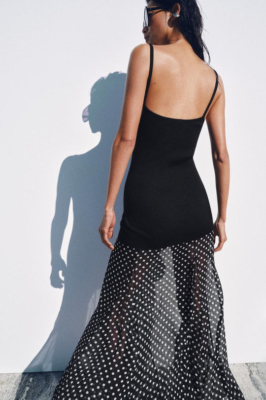 ROBE LONGUE BIMATIÈRE À POIS