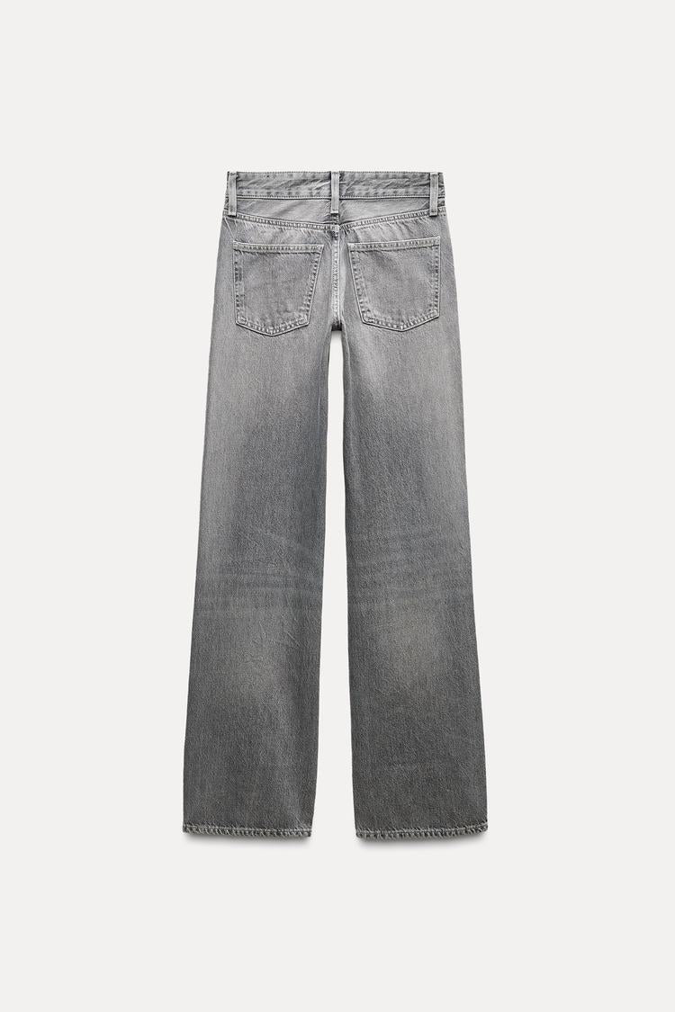 Jean trf wide leg taille normale - Gris chiné