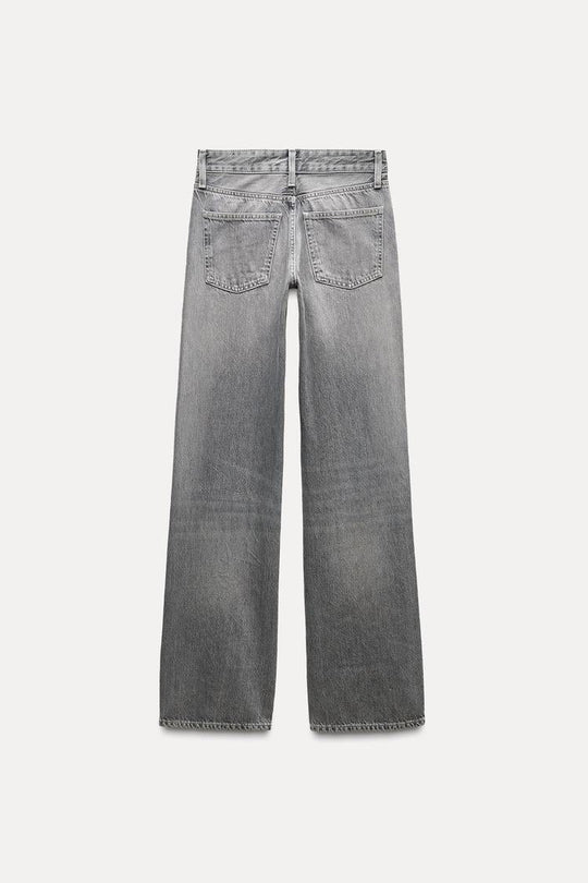 Jean trf wide leg taille normale - Gris chiné